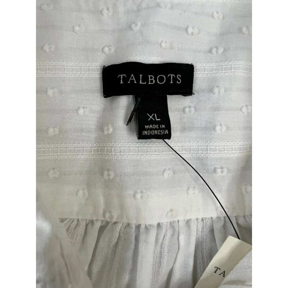 Talbots White Cotton Button Down Blouse Shirt Size XL Career Office Casual - Picture 11 of 14
